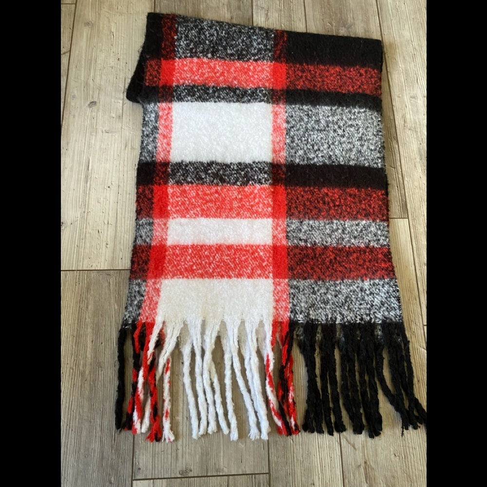 Large Calvin Klein Scarf Red Black White NWOT
